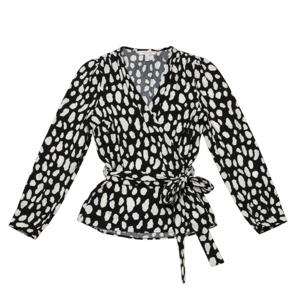 Maje Black & White Wrap Blouse | Polka Dot Print | Size S | Parisian Chic